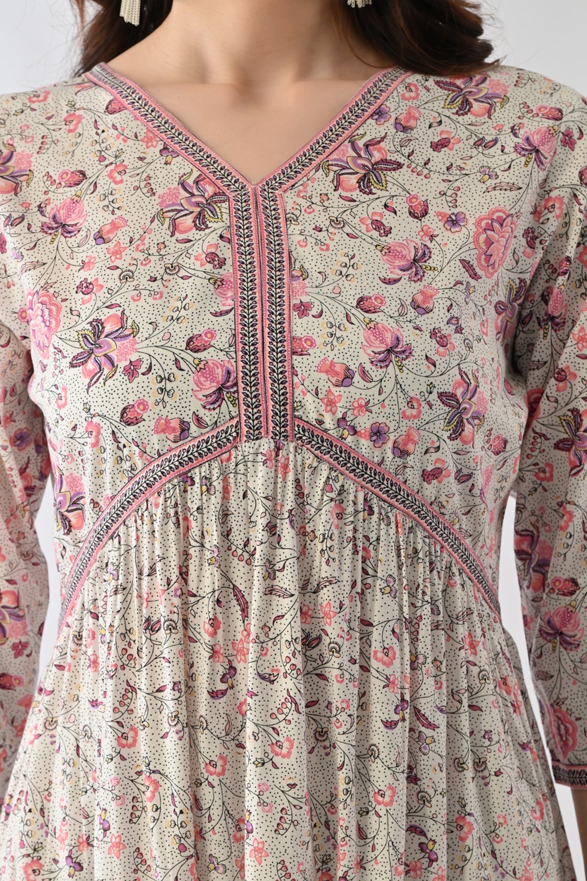White A-line Printed Dress