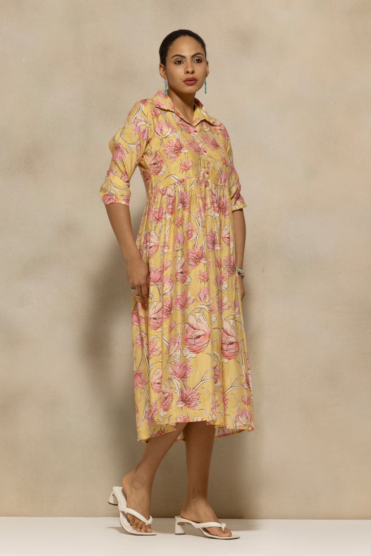 Yellow Floral Printed Dress