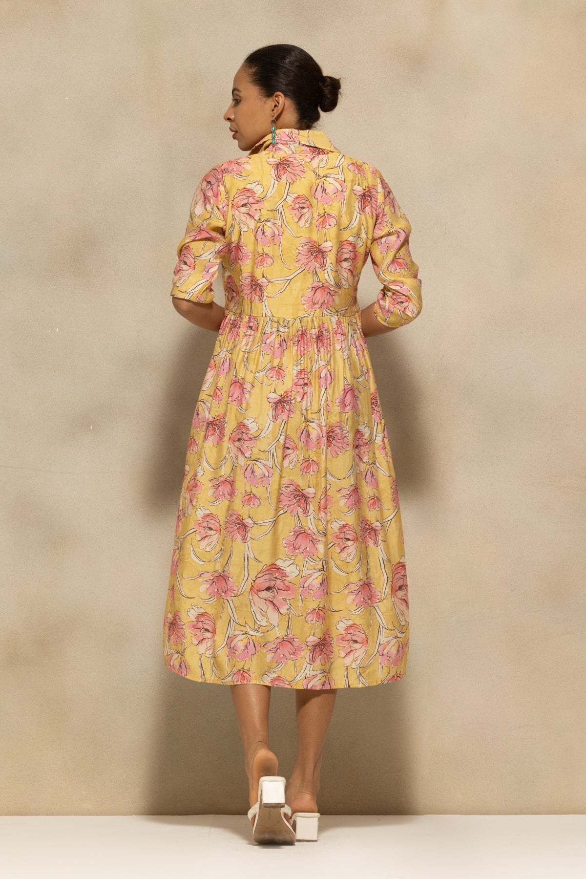 Yellow Floral Printed Dress