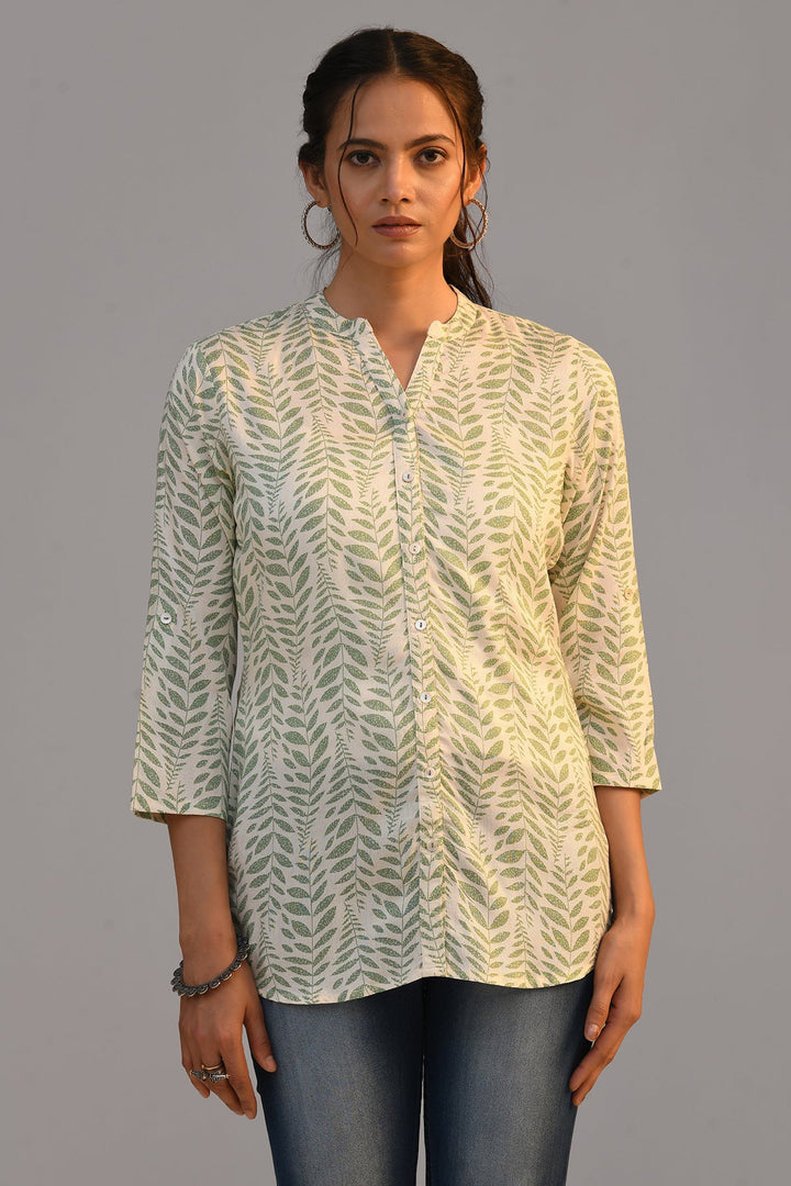 Cream Printed Top