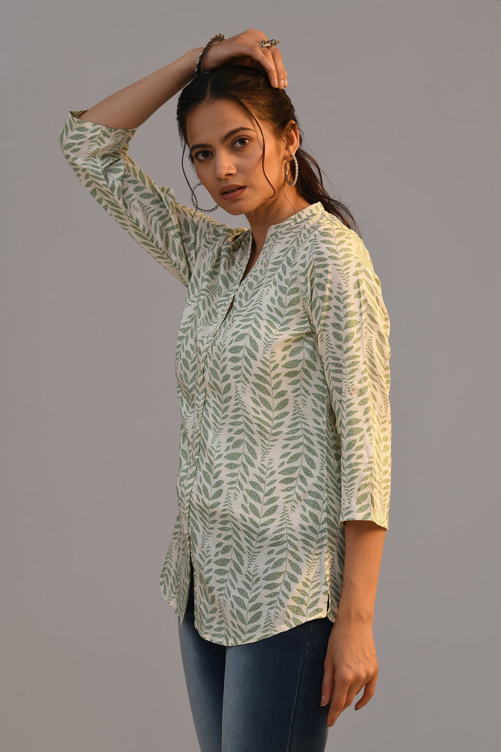 Cream Printed Top