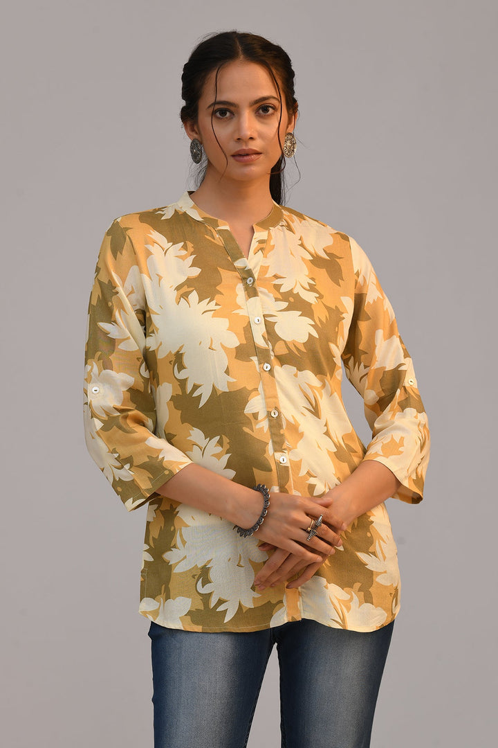 Mustard Printed Top