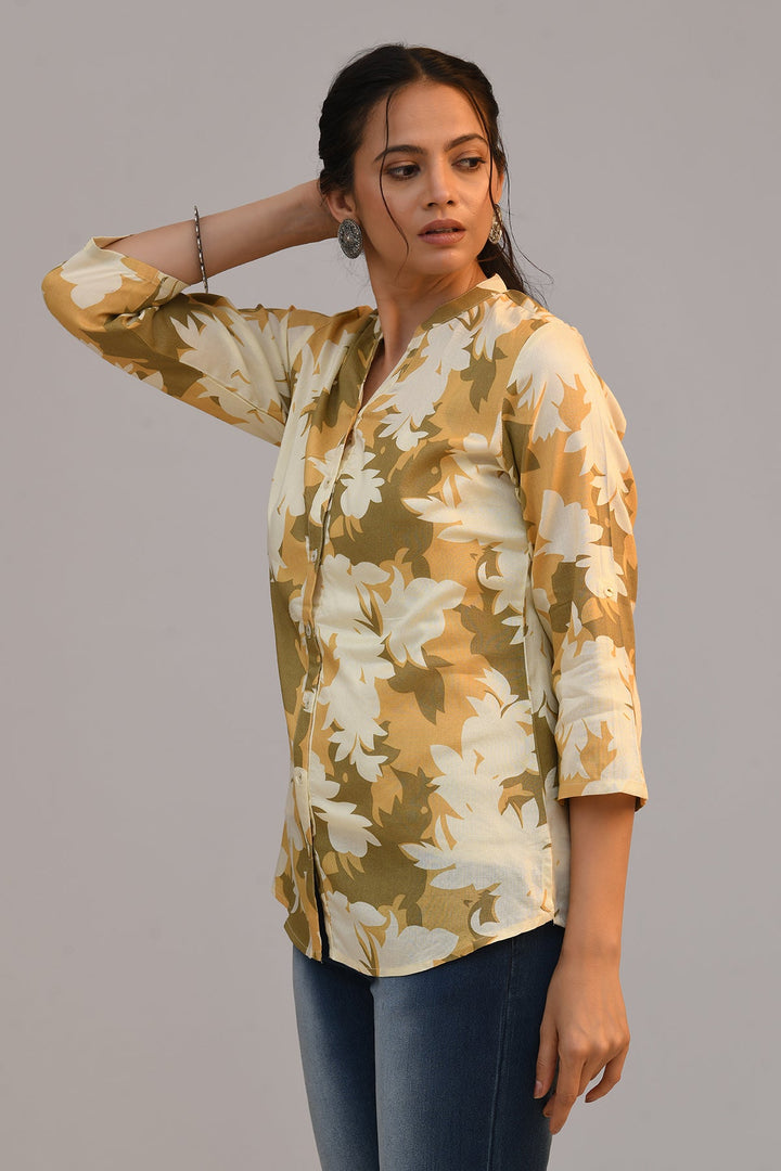 Mustard Printed Top