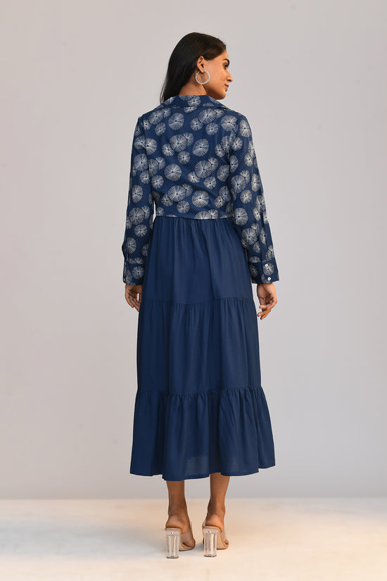 Blue Dress With Printed Jacket