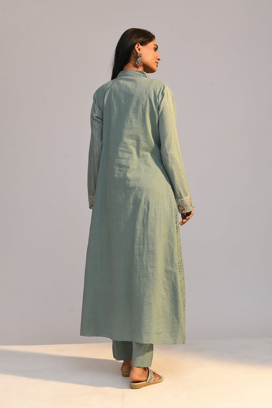 Green Printed Flared Kurta Set