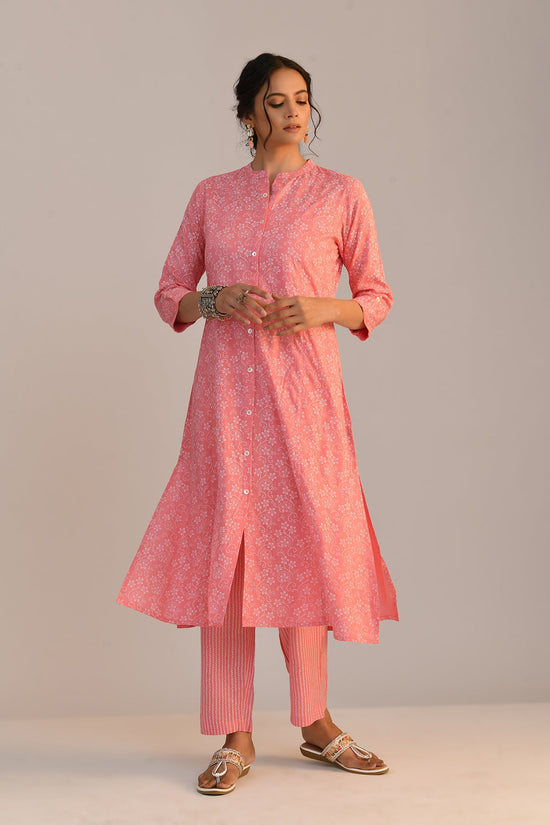 Pink Printed A Line Kurta Set