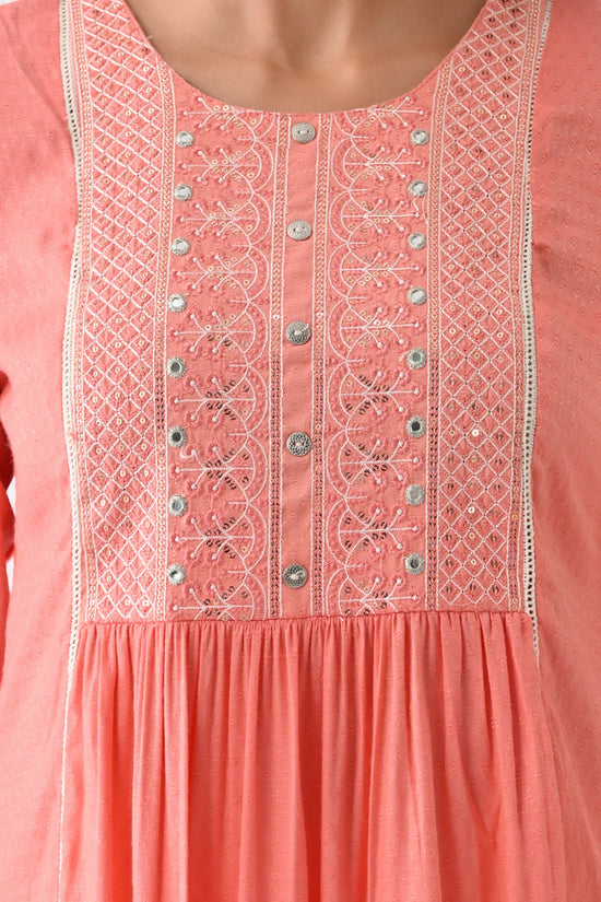 Peach Self-Design Kurta
