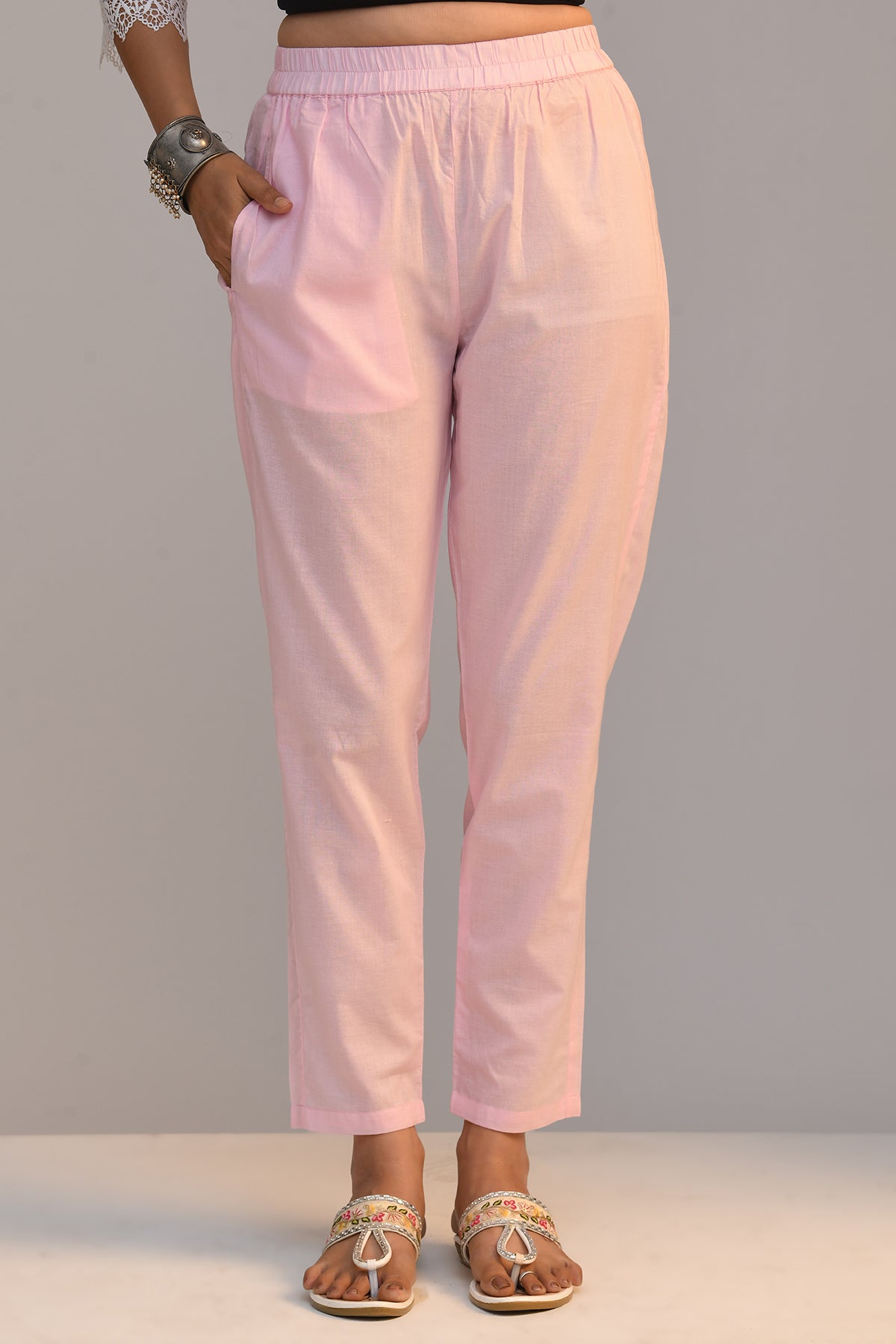 Pink Embroidered Straight Kurta 2 Pcs Set