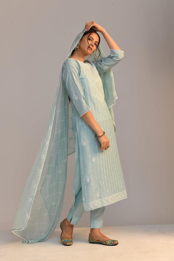 Green Printed Kurta Set