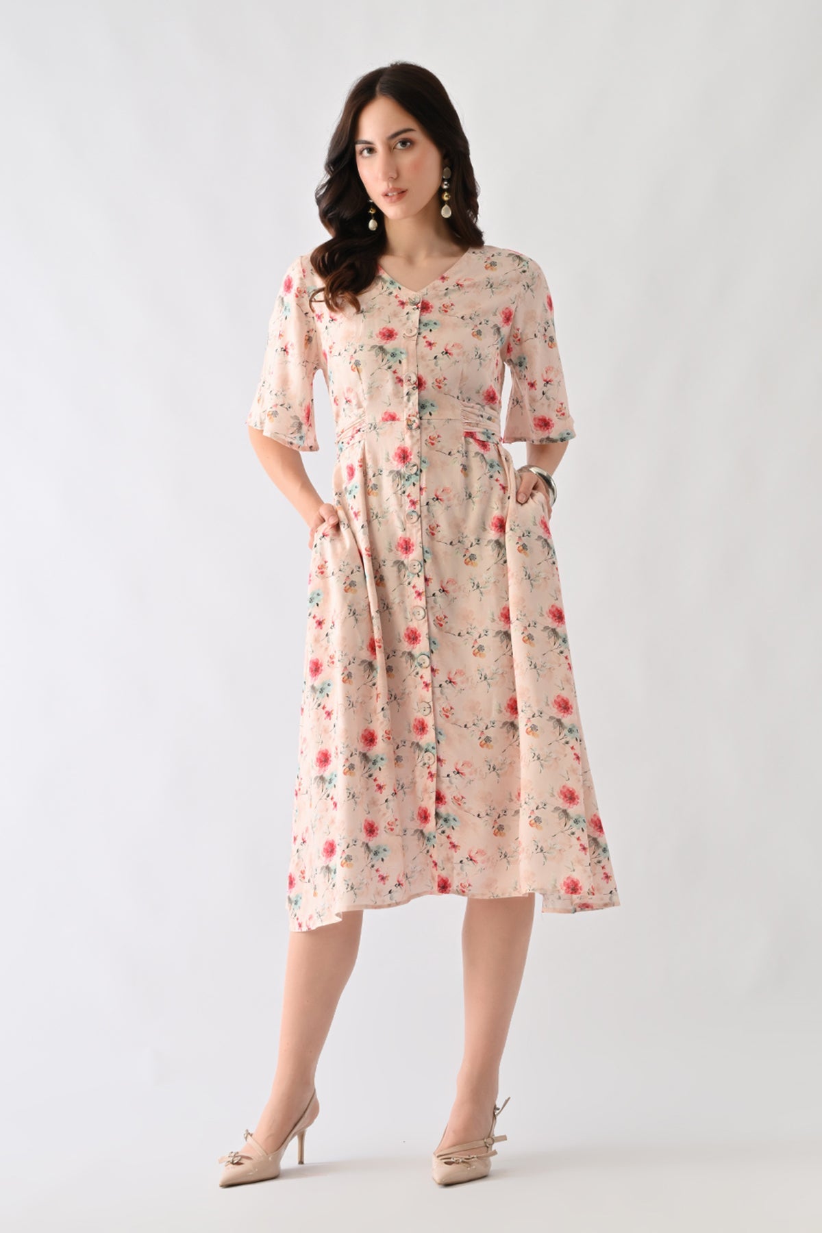 Pink Floral Printed Dress