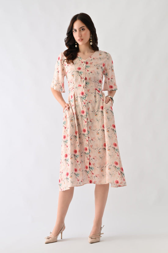 Pink Floral Printed Dress