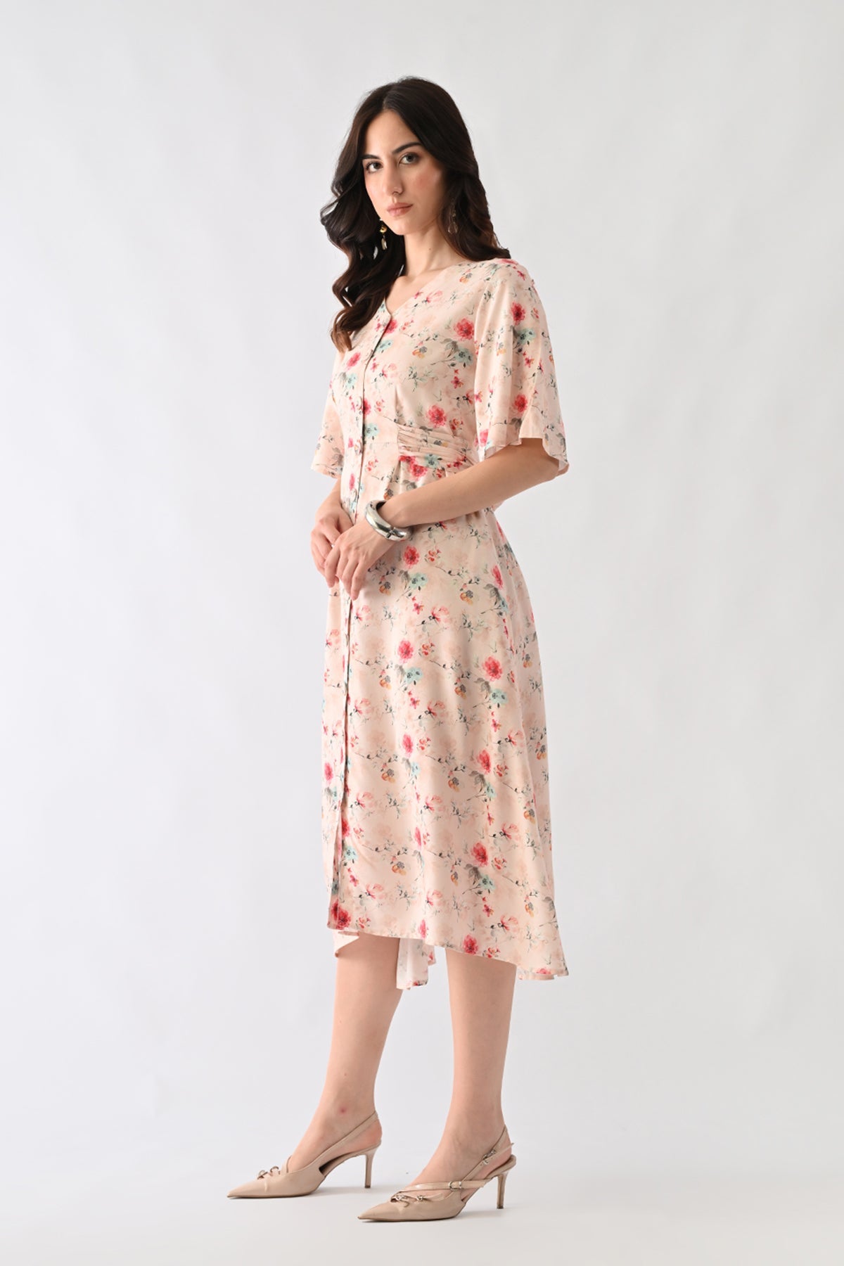 Pink Floral Printed Dress