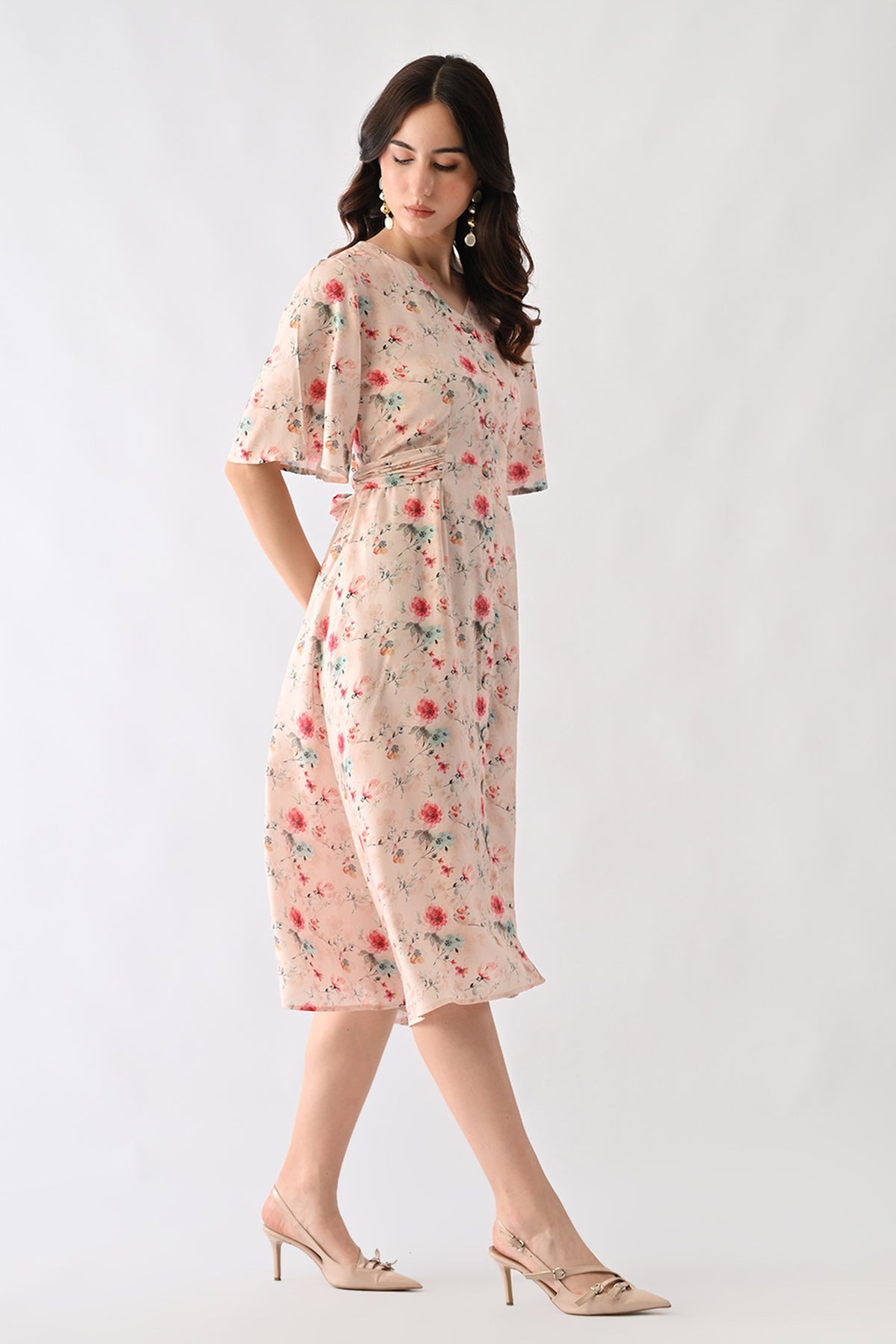 Pink Floral Printed Dress