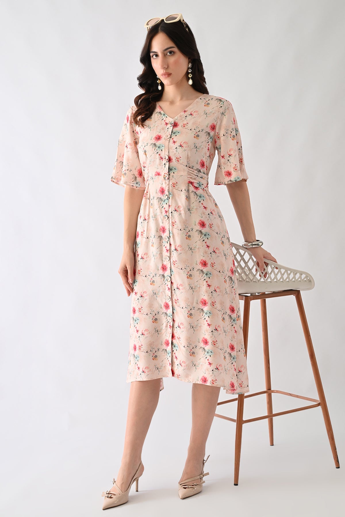 Pink Floral Printed Dress