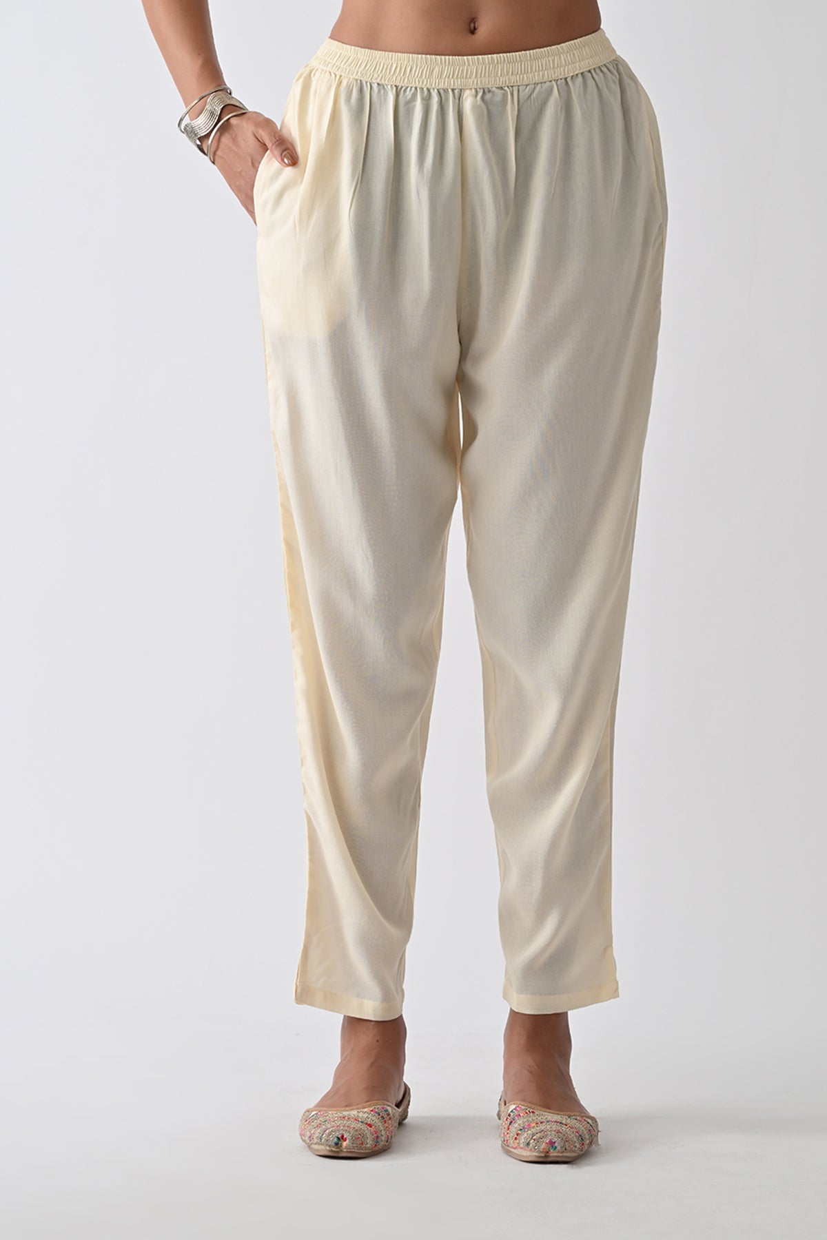 Cream Printed Kurta 3 Pcs Set