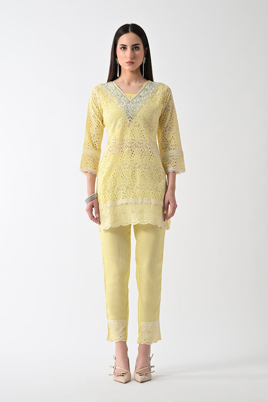 Yellow Embellished Kurta 2 Pcs Set
