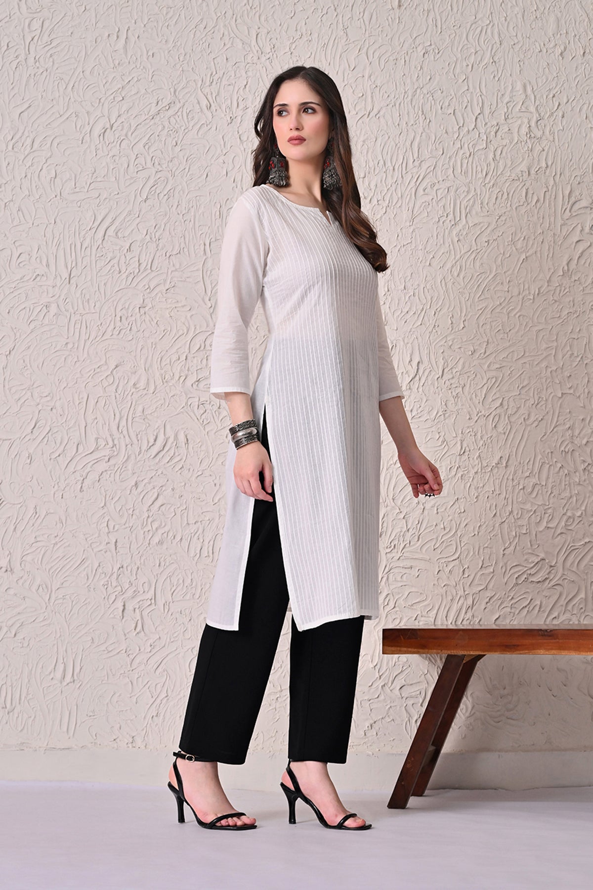 White Pintex Kurta