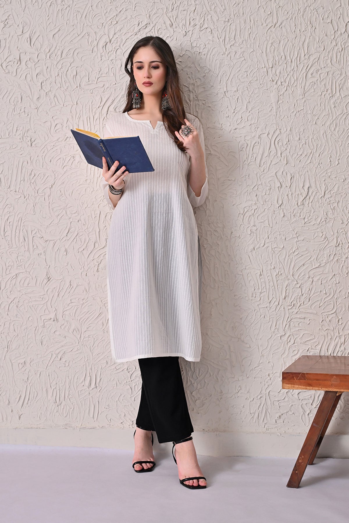 White Pintex Kurta