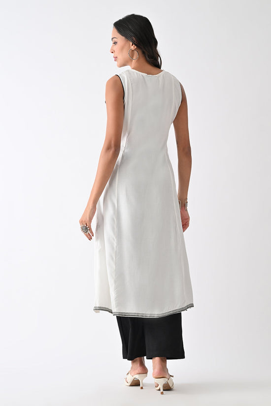 White Printed A-line Kurta