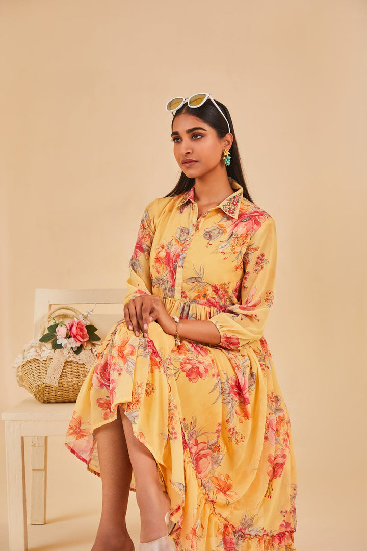 Yellow Printed Dress