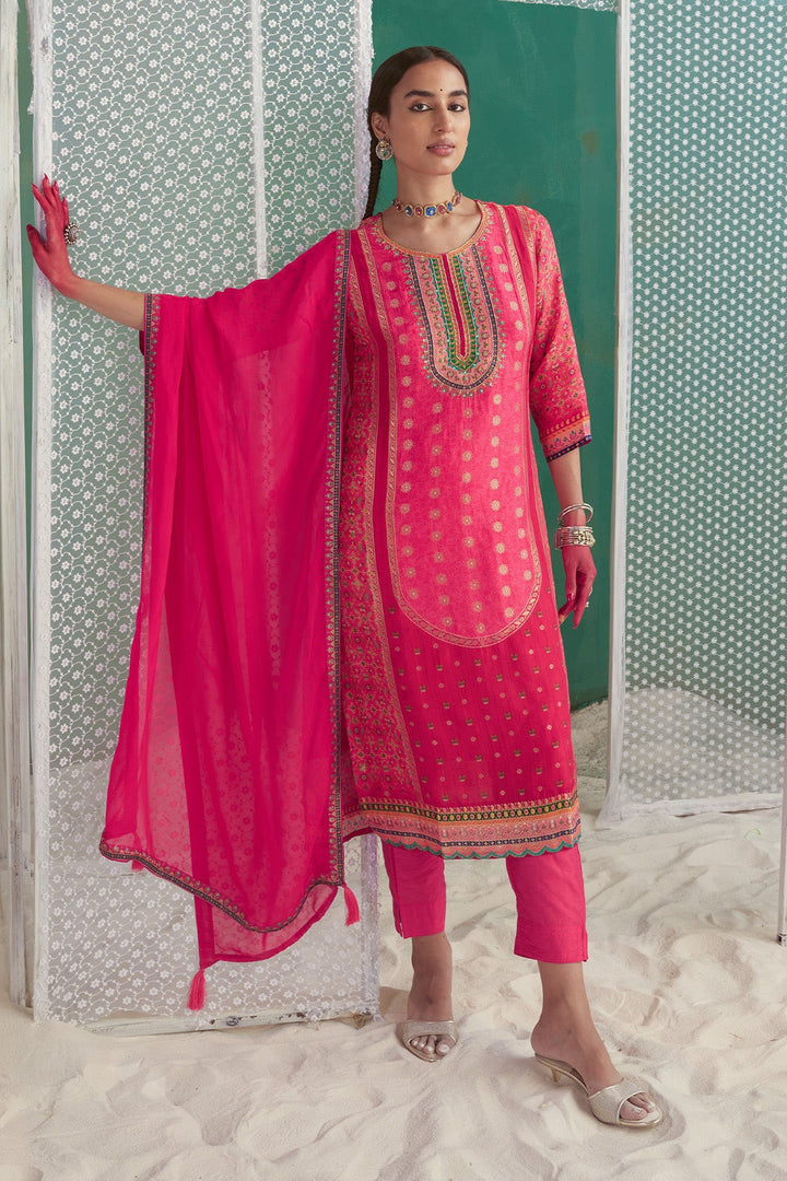 Pink Printed Kurta Set