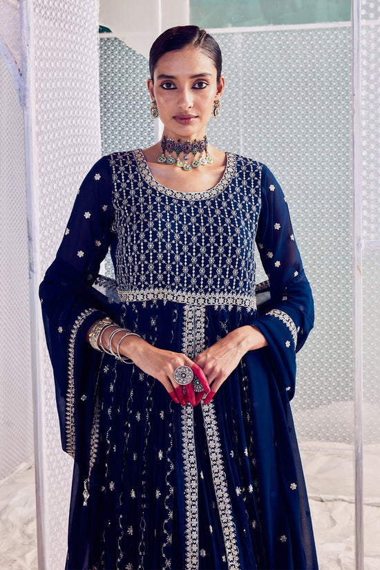 Blue Lehenga Shrug Dupatta set
