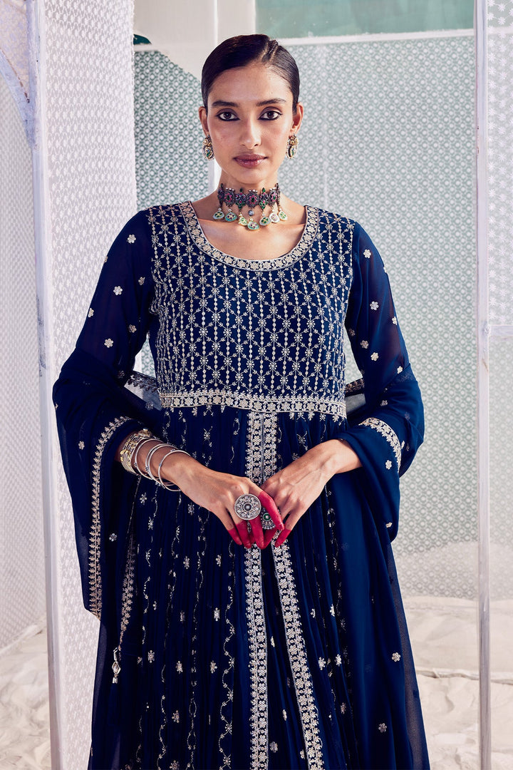 Blue Lehenga Shrug Dupatta set