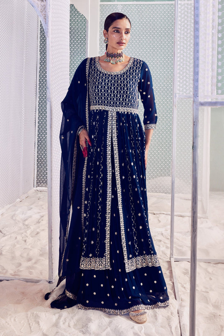 Blue Lehenga Shrug Dupatta set