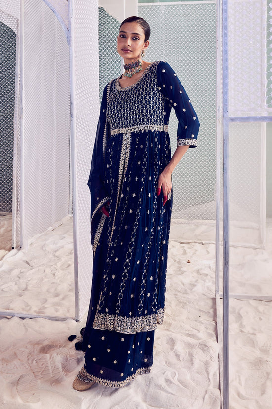 Blue Lehenga Shrug Dupatta set