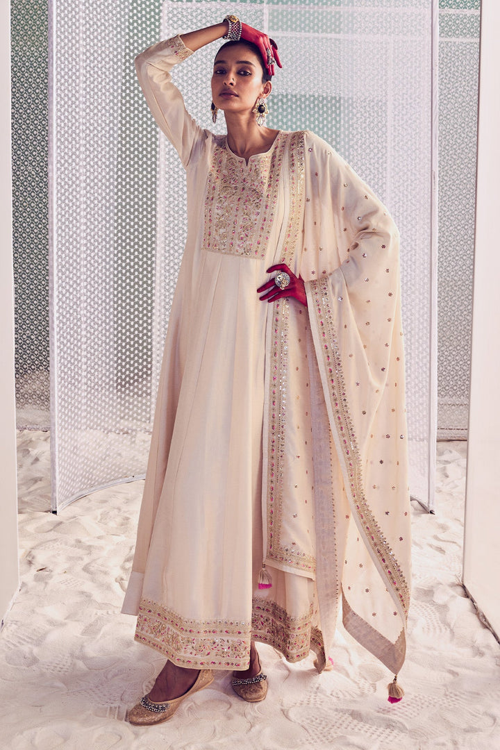 Cream Embroidered Dress