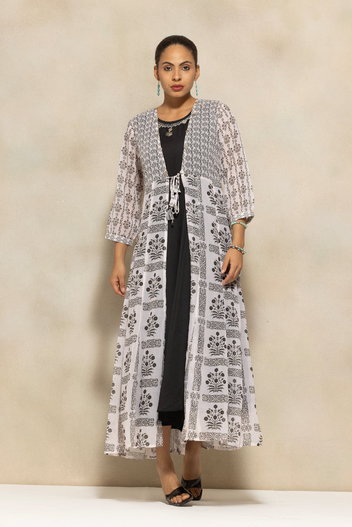 Black Printed Flared Dress