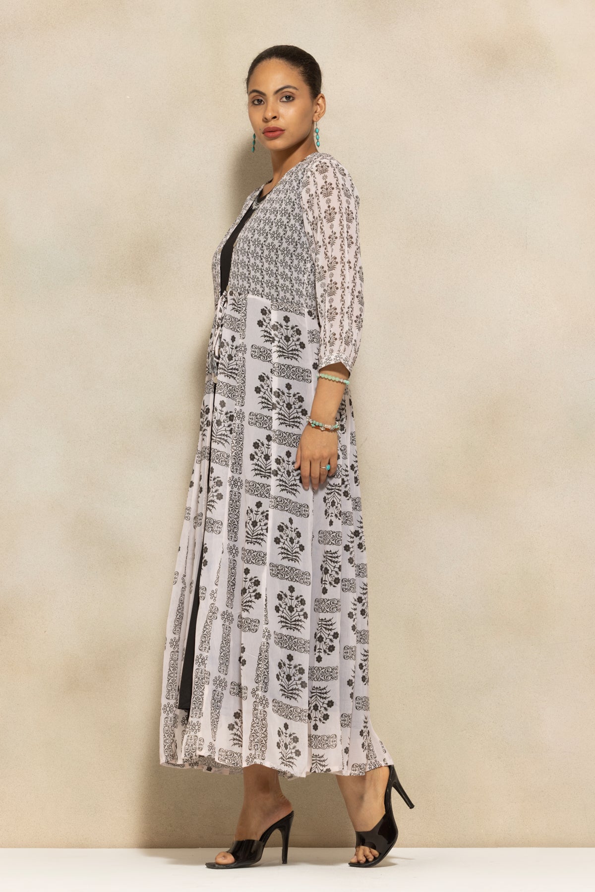 Black Printed Flared Dress