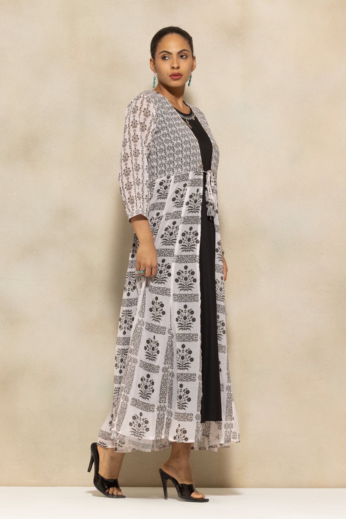 Black Printed Flared Dress