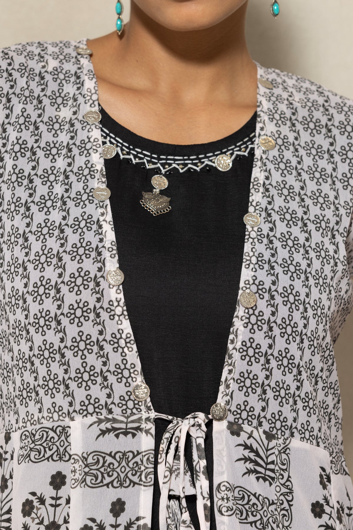 Black Printed Flared Dress