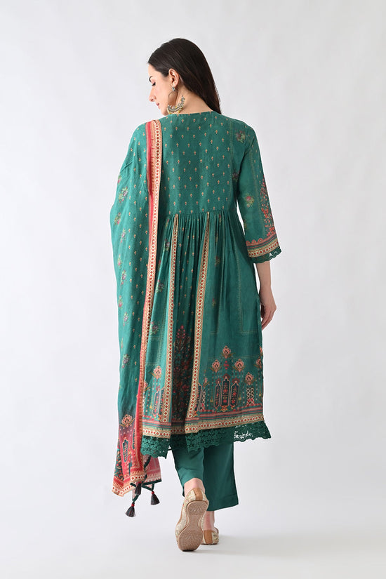 Green Embellished Kurta Set (3 Piece)