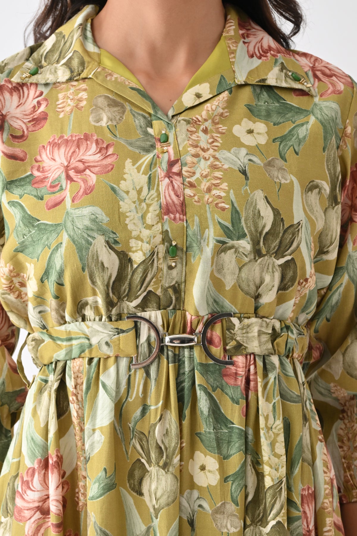 Green Floral Printed Dress