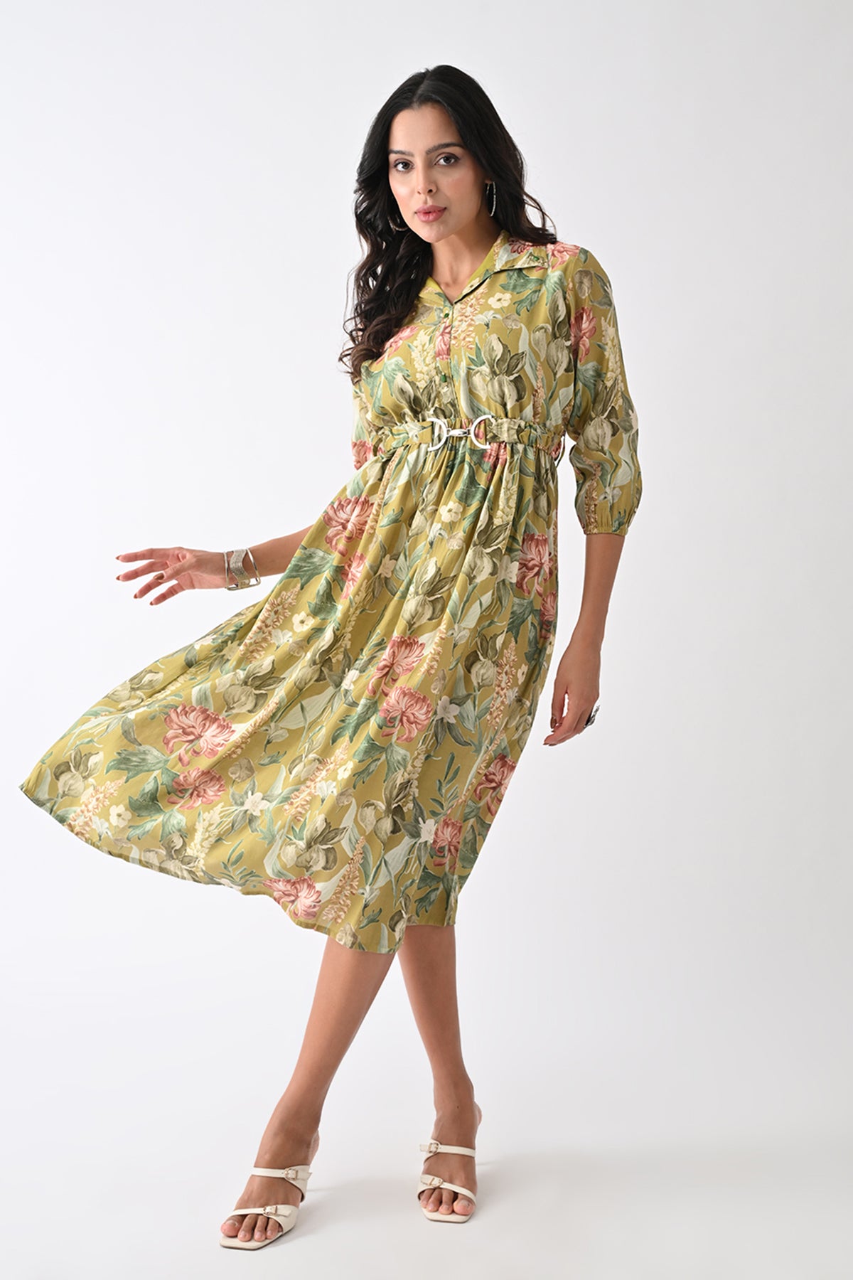 Green Floral Printed Dress