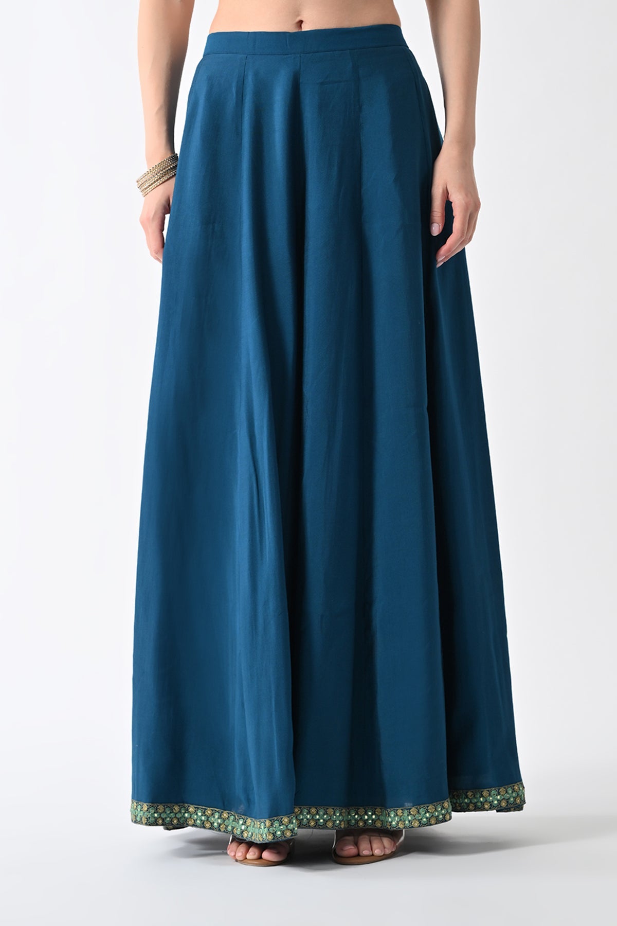 Teal Yoke Embroidered Kurta 3 Pcs Set