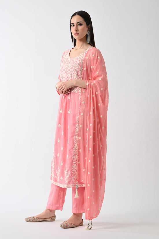 Peach Embroidered Kurta 3 Pcs Set