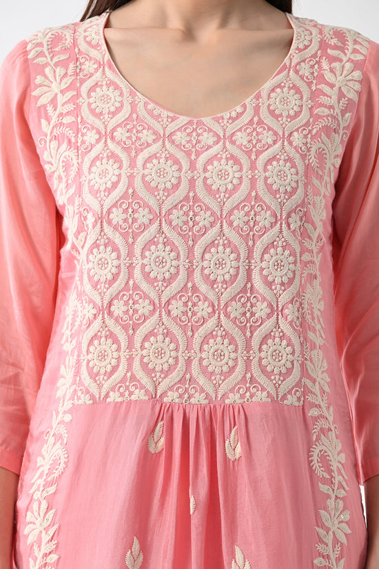 Peach Embroidered Kurta 3 Pcs Set