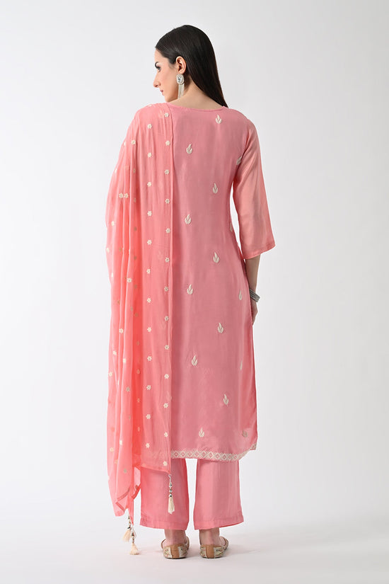 Peach Embroidered Kurta 3 Pcs Set