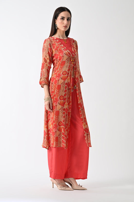 Peach Printed Jacket Set (3 Piece)