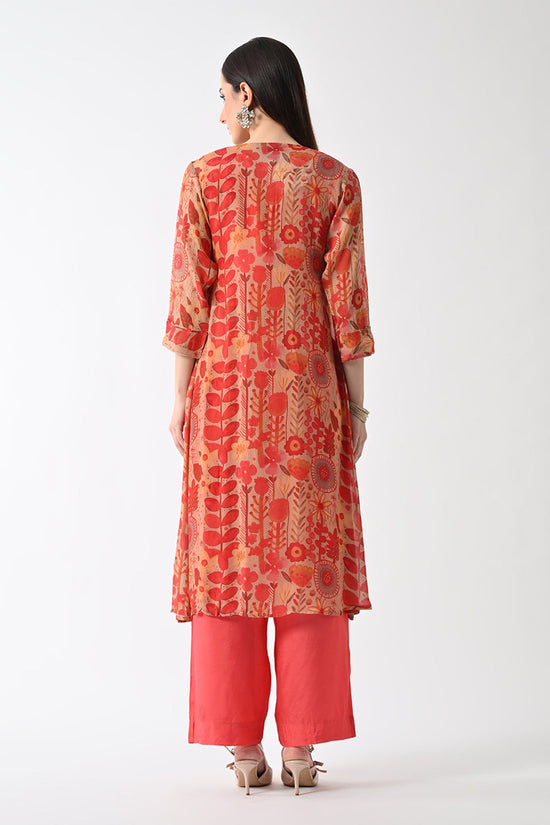 Peach Printed Jacket Set (3 Piece)