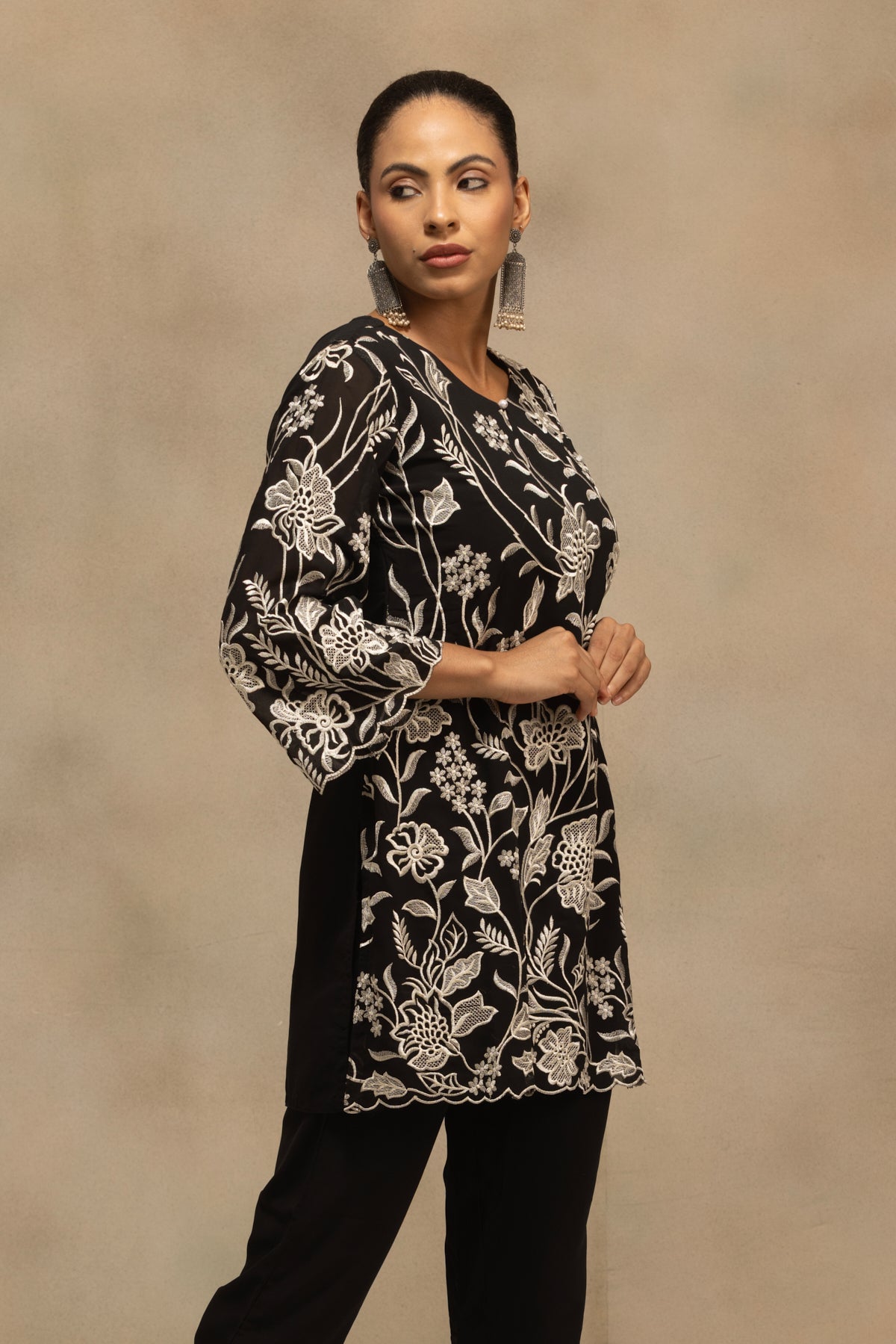 Black Embroidered Co-Ord Set