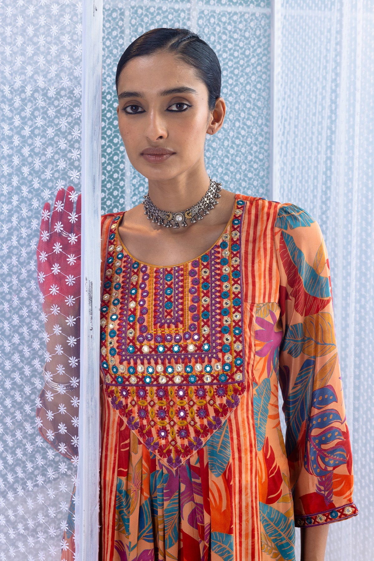Multi Yoke Embroidered Printed Kurta 3 Pcs Set