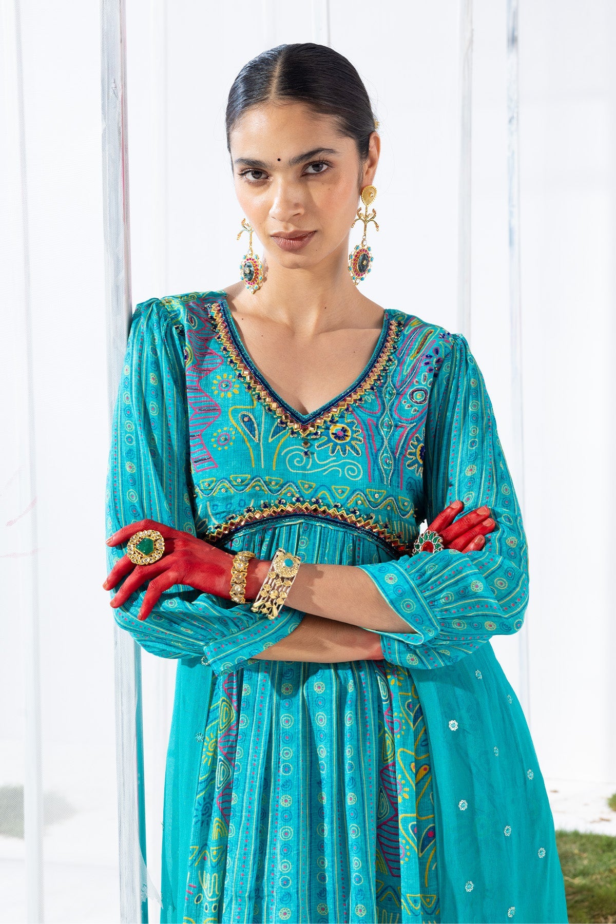 Green Printed Kurta Set