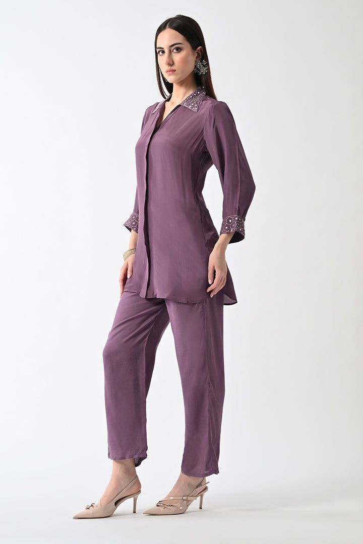 Purple Solid Co-Ord Set