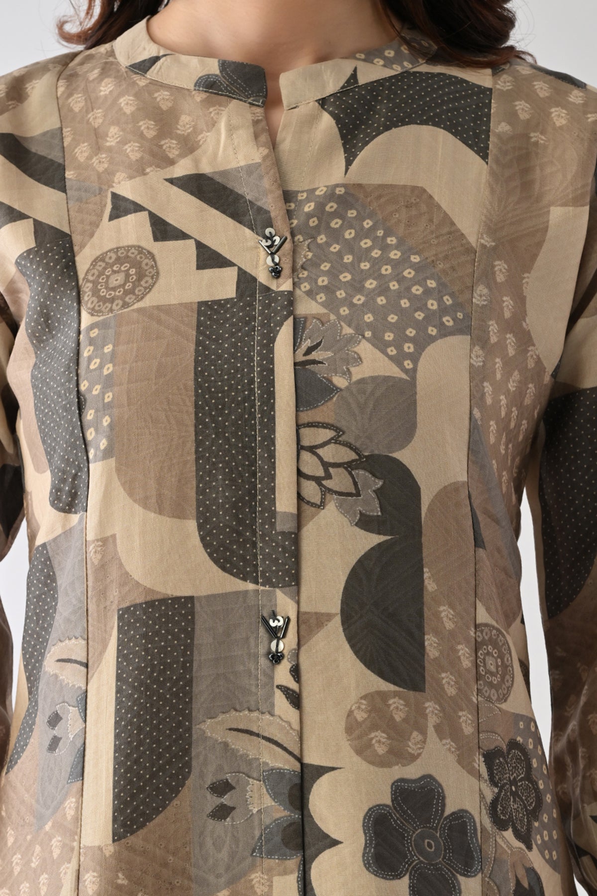 Grey Printed A-Line Dress