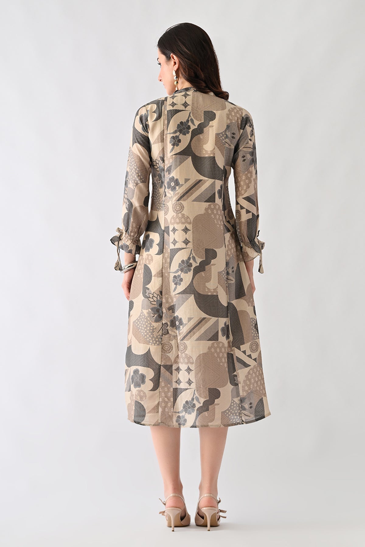 Grey Printed A-Line Dress