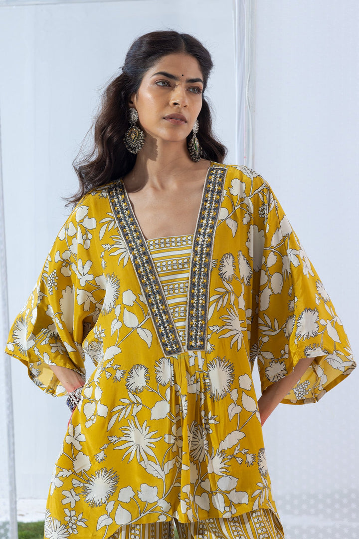 Lemon Yellow Printed Cord Set